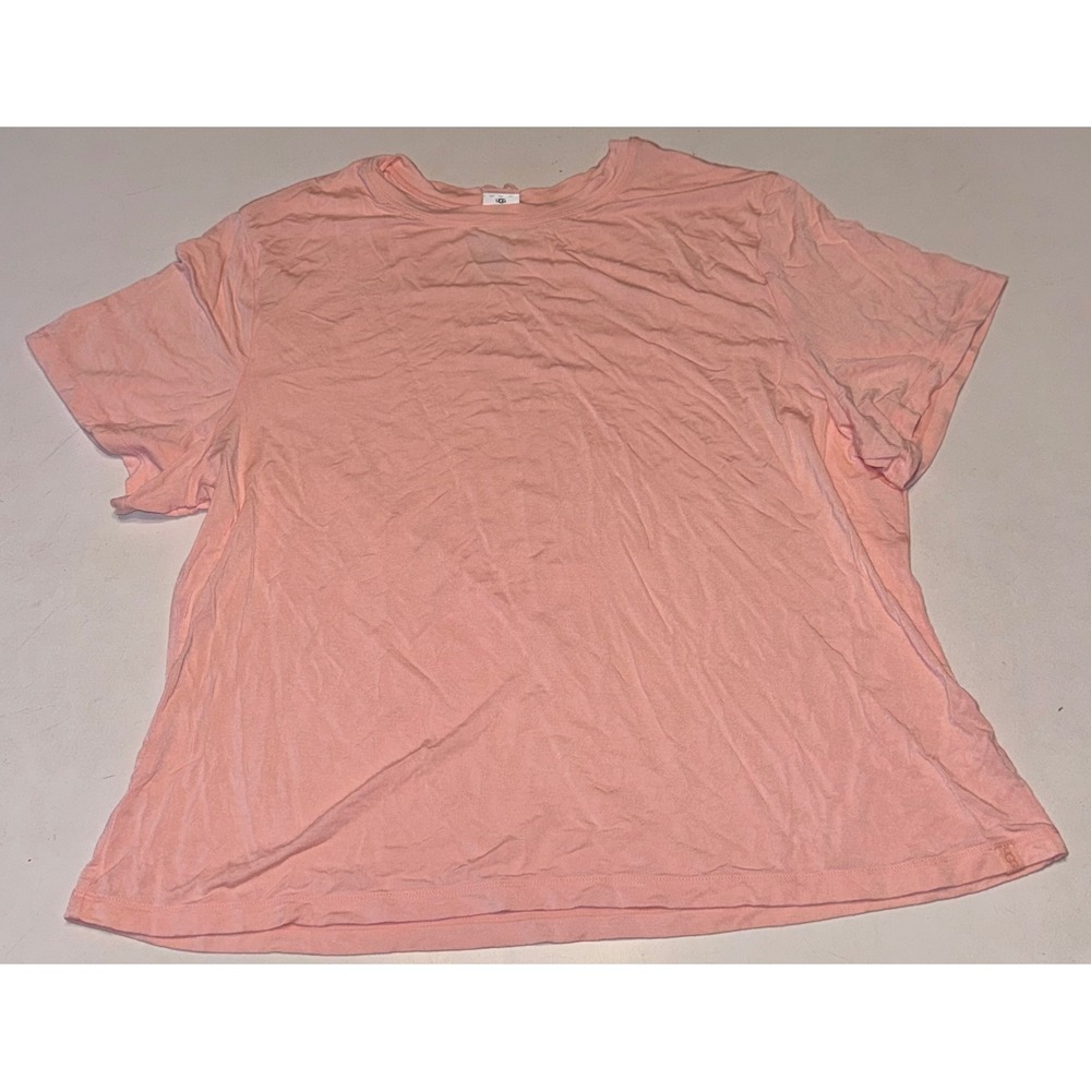 UGG Womens 1X Pink Ecovero Viscose Short Sleeve Lounge Sleep Baby Tee Shirt